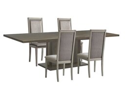 Venezia 200 cm Extending Dining Table and 4 Panelled Fabric Chairs Set - Grey