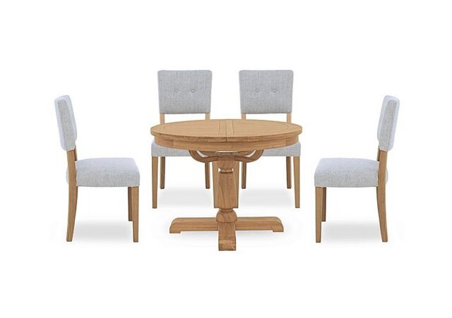 Furnitureland - Augusta Round Extending Dining Table and 4 Open Back Upholstered Chairs