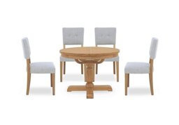 Furnitureland - Augusta Round Extending Dining Table and 4 Open Back Upholstered Chairs