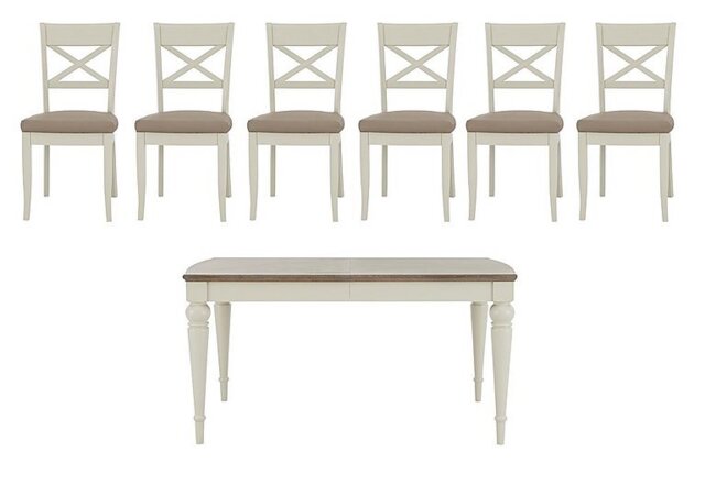 Furnitureland - Annecy Large Extending Dining Table and 6 Cross Back Chairs