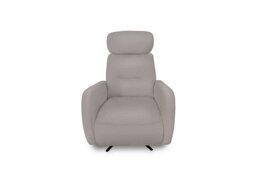 World of Leather - Designer Chair Collection Tokyo Leather Manual Recliner Swivel Chair - Silver Grey