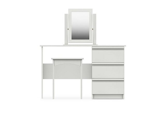 London Bedrooms - Kings Cross 3 Drawer Dressing Table with Stool and Mirror - White