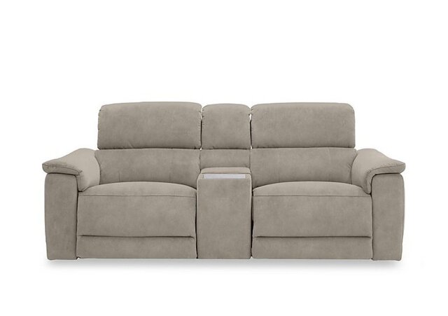 Genius Fabric 2 Seater Power Recliner Media Sofa with Power Headrest, Power Lumbar and Heated Seats - Marble Cream