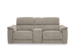 Genius Fabric 2 Seater Power Recliner Media Sofa with Power Headrest, Power Lumbar and Heated Seats - Marble Cream