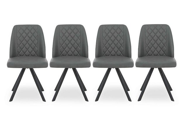 Mars Set of 4 Faux Leather Swivel Dining Chairs - Grey