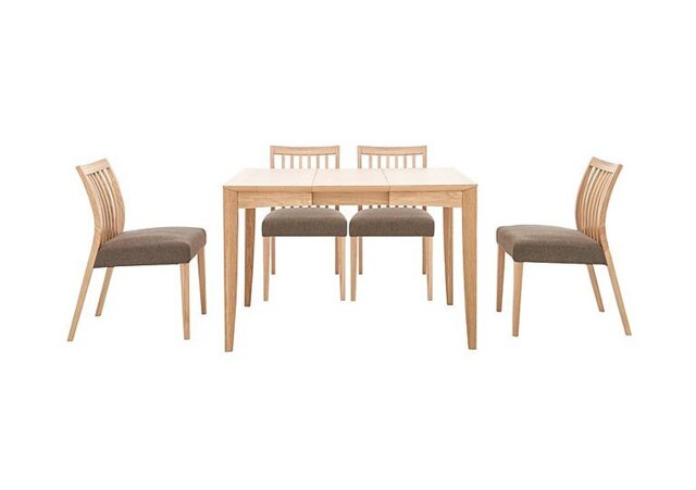 Duplex Small Extending Dining Table with 4 Low Slatted-Back Chairs - Black
