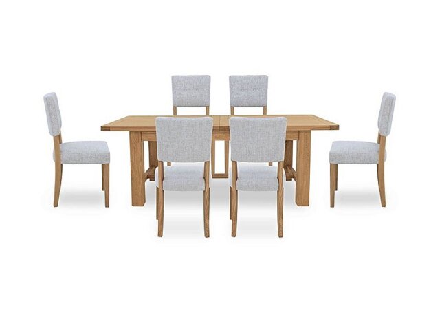 Furnitureland - Augusta Large Rectangular Extending Dining Table and 6 Open Back Upholstered Chairs - Dining Room Furniture - In Time for Christmas