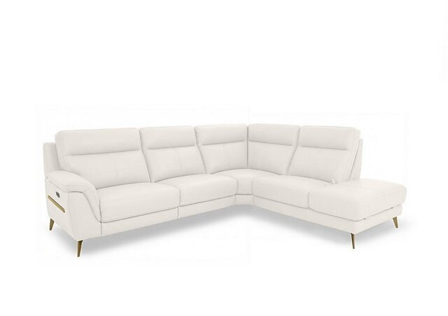 World of Leather - Eclipse Leather Power Recliner Right Hand Facing Corner Sofa with Power Headrests and Chaise End Storage - Star White