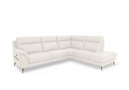 World of Leather - Eclipse Leather Power Recliner Right Hand Facing Corner Sofa with Power Headrests and Chaise End Storage - Star White