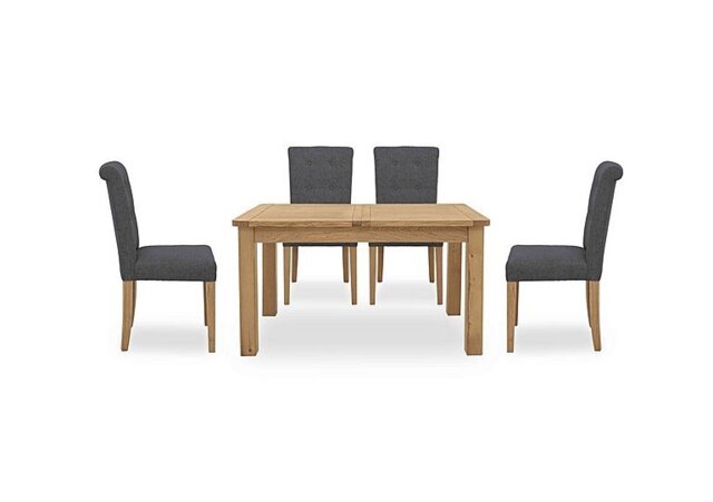 Furnitureland - Augusta Small Rectangular Extending Dining Table and 4 Roll Back Upholstered Chairs - Anthracite