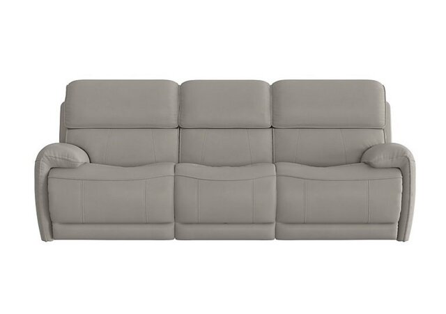 World of Leather - Link 3 Seater BV Leather Power Recliner Sofa with Power Headrests - Silver Grey