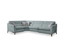 Moderna Power Recliner Left Hand Facing Corner Sofa with Power Telescopic Headrests - Duck Egg