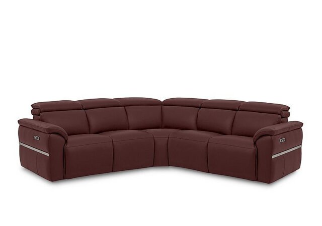 Dolomite Large Leather Corner Sofa with Power Recliner - Montana Ruby