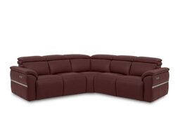 Dolomite Large Leather Corner Sofa with Power Recliner - Montana Ruby
