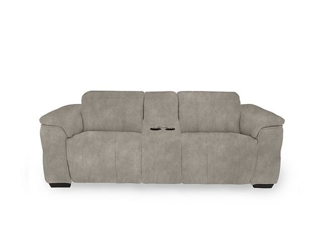 Inca Fabric 3 Seater Power Recliner Sofa with Pop Up Light Console and Power Headrests - Marble Cream