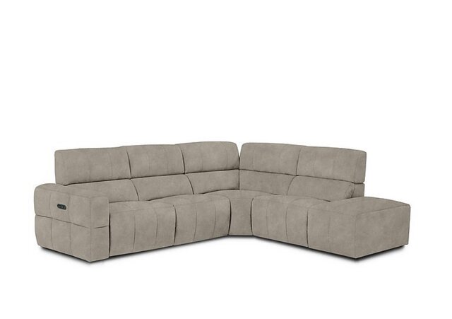 Cube Fabric Power Recliner Right Hand Facing Chaise End Sofa with Power Headrest - Marble Cream