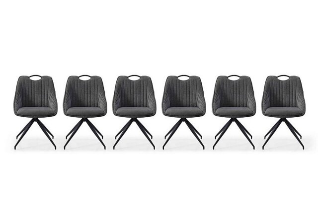 Jai Set of 6 Swivel Dining Chairs - Dark Grey