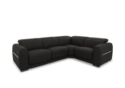 World of Leather - Edison Small Leather Right Hand Facing Corner Sofa - Black