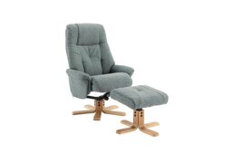 Muscat Fabric Swivel Recliner Chair with Footstool - Lisbon Teal