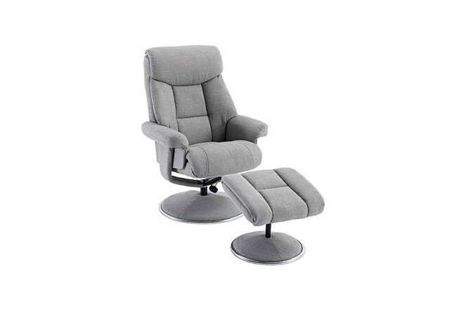 Bruges Fabric Swivel Chair and Footstool - Lisbon Silver