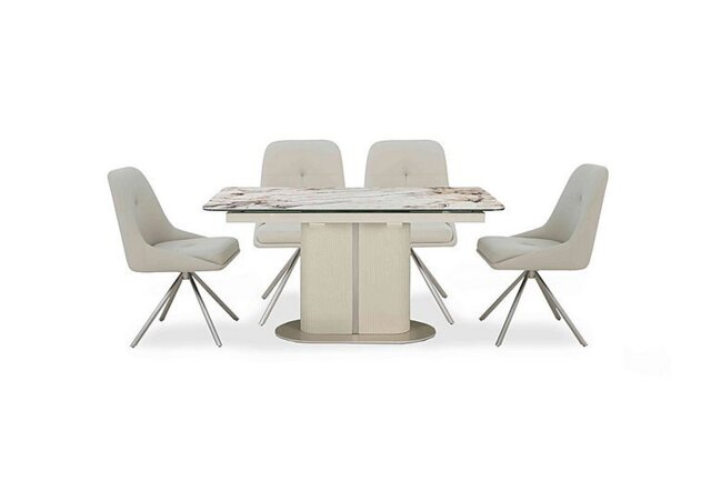 Avorio Small Pop-Up Extending Dining Table and 4 Swivel Chairs