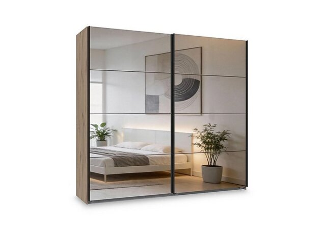 Wiemann - Antoni 225cm 2 Door Nordic Oak Sliding Wardrobe with 2 Mirror Doors