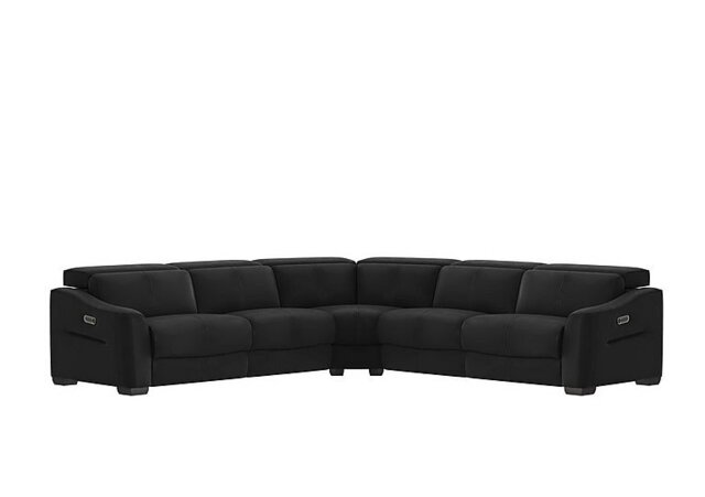 World of Leather - Xavier NC Leather Large Left Hand Facing Corner Sofa with Power Recliner - Black