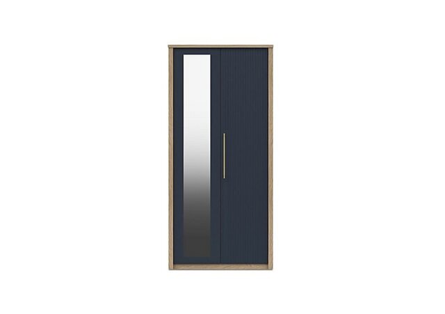 London Bedrooms - Chelsea 2 Door Wardrobe With Mirror Door and Gold Handles - Royal Blue