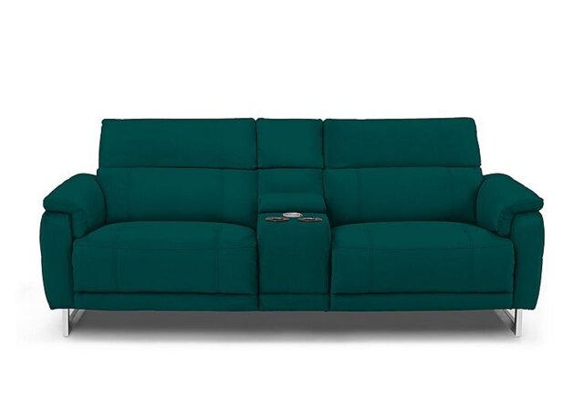 Moet 3 Seater Fabric Power Recliner Sofa with Telescopic Headrests and Smart Console - Opulence Teal