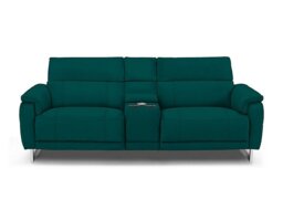 Moet 3 Seater Fabric Power Recliner Sofa with Telescopic Headrests and Smart Console - Opulence Teal