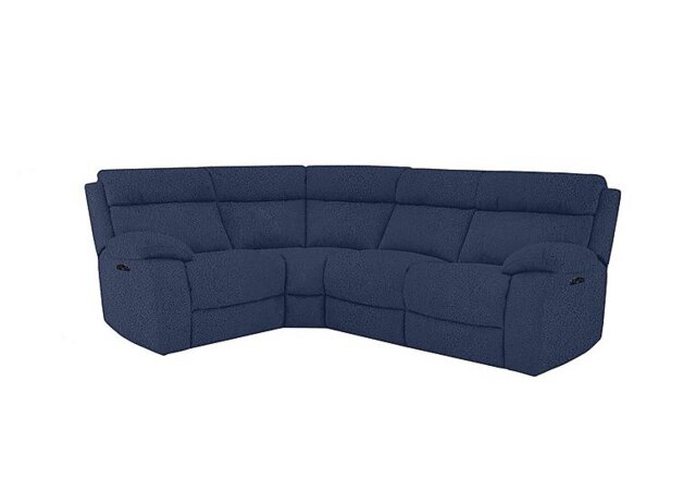 Moreno Small Fabric Manual Recliner Left Hand Facing Corner Sofa - Blue - Sofas and Armchairs - In Time for Christmas