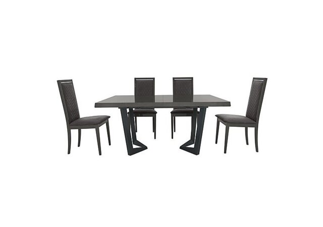 Palazzo 200cm Extending Dining Table in Silver Birch with 4 Rombi Chairs - Aquos Dark Grey