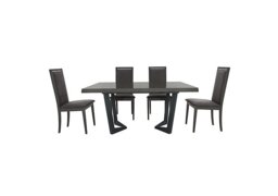 Palazzo 200cm Extending Dining Table in Silver Birch with 4 Rombi Chairs - Aquos Dark Grey
