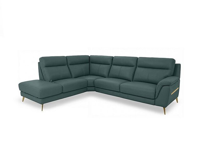 World of Leather - Eclipse Leather Left Hand Facing Corner Sofa with Chaise End Storage - Lake Green - Sofas and Armchairs - In Time for Christmas