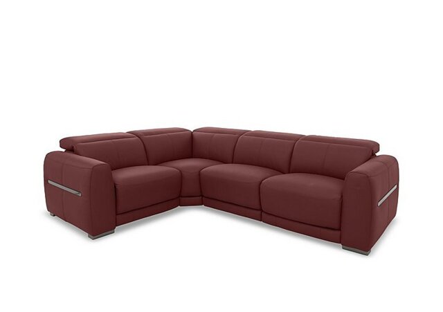 World of Leather - Edison Small Leather Power Recliner Left Hand Facing Corner Sofa with Power Headrests and Lights - Deep Red