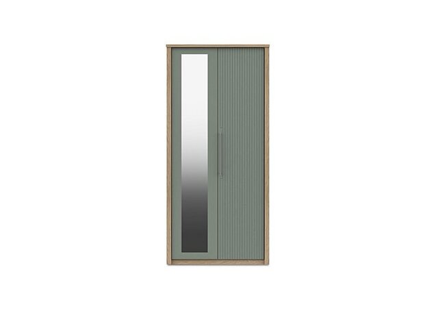 London Bedrooms - Chelsea 2 Door Wardrobe With Mirror Door and Silver Handles