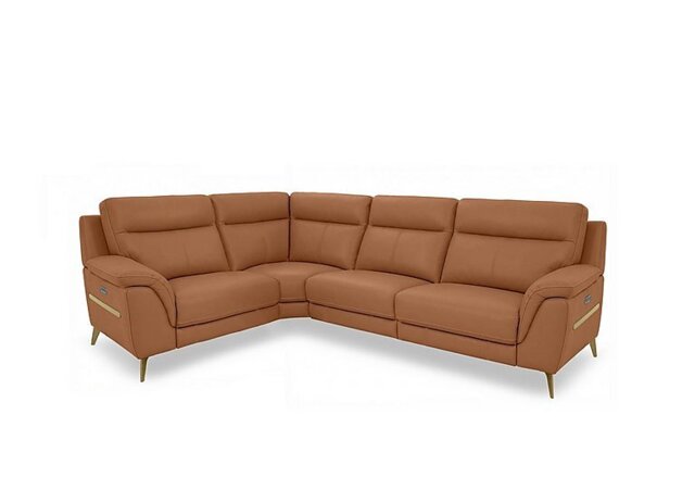 World of Leather - Eclipse Small Leather Power Recliner Left Hand Facing Corner Sofa with Power Headrests - Pecan