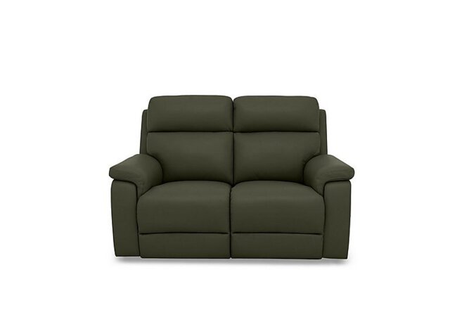Raven Leather 2 Seater Power Recliner Sofa - Oslo Pine