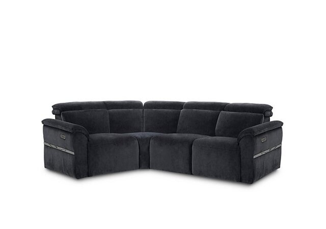 Dolomite Small Fabric Left Hand Facing Corner Sofa with Power Recliner - Manhattan Indigo