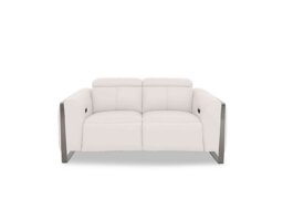 Gisella Leather 2 Seater Power Recliner Sofa with Power Headrests - Cotton