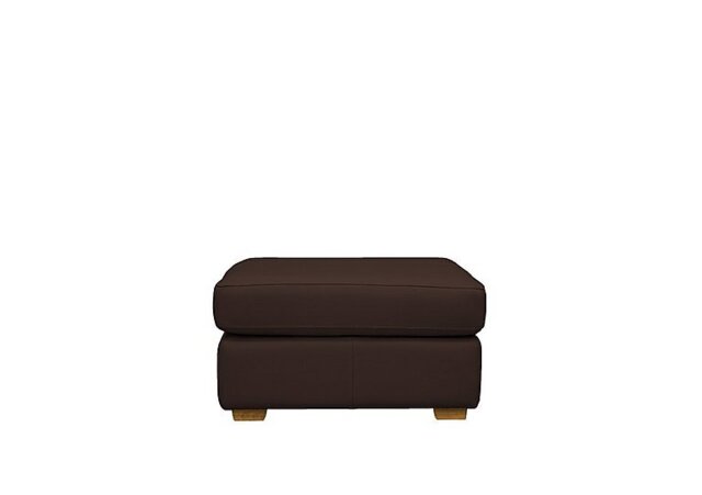 G Plan - Seattle Leather Storage Footstool with Wooden Feet - Capri Oak