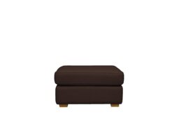G Plan - Seattle Leather Storage Footstool with Wooden Feet - Capri Oak