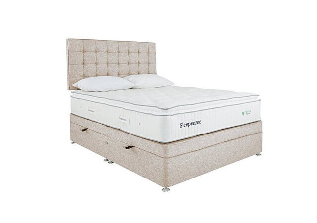 Sleepeezee - Natural Touch 2000 Pillowtop Side Ottoman Divan Set - King Size - Tweed Cream