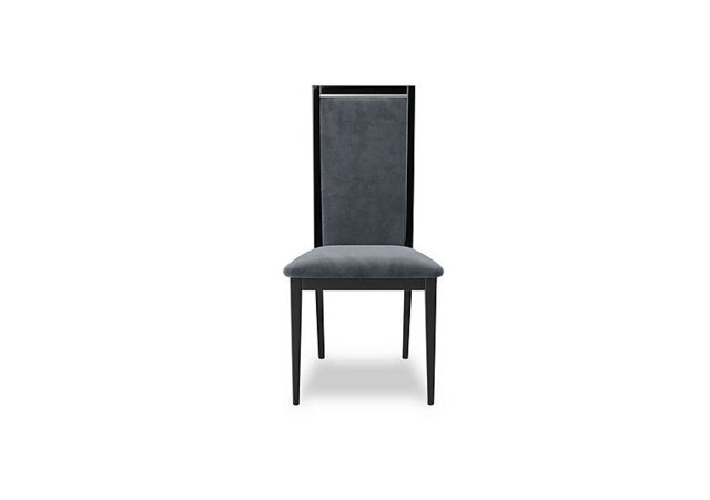 Vita Wooden Dining Chair with Plain Upholstered Back - Miraglio Charcoal