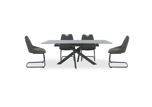 Warrior Grey Extending Dining Table with 4 Cantilever Chairs - Grey