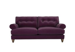 The Lounge Co. - Bronwyn 3 Seater Fabric Classic Back Fibre Fill Sofa with Vintage Oak Feet - Frosted Grape