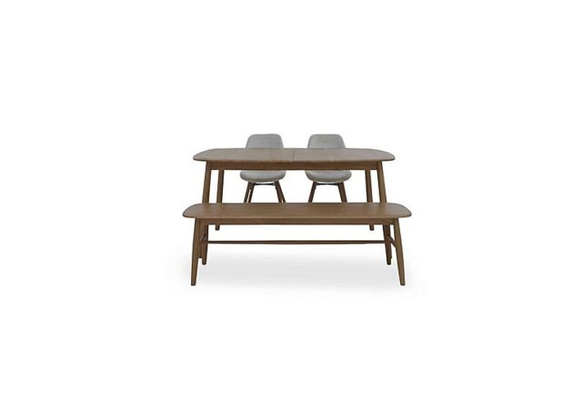 Stockholm Extending Dining Table with 2 Upholstered Chairs and a Bench - Dark Oak