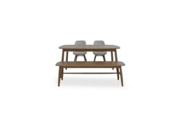 Stockholm Extending Dining Table with 2 Upholstered Chairs and a Bench - Dark Oak