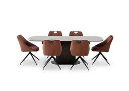 Petra Pop Up Extending Dining Table and 6 Swivel Chairs - 180-cm