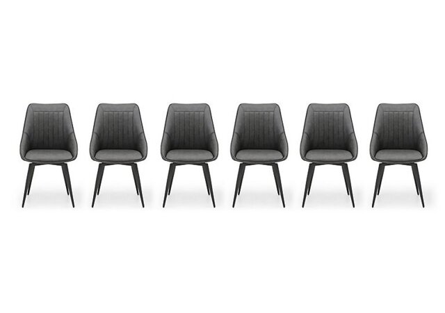 Crete Set of 6 Faux Leather Swivel Dining Chairs